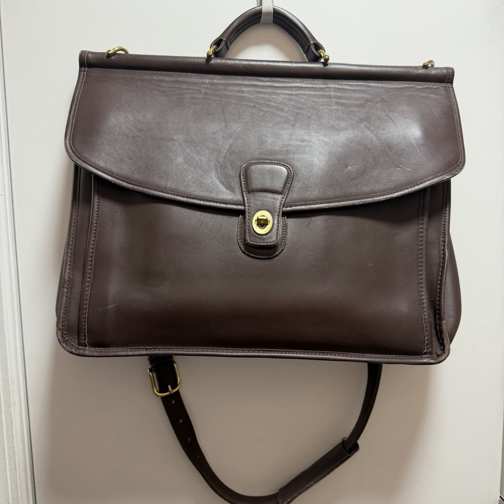 Vintage Coach Beekman Briefcase Shoulder Bag 5266 USA Dark Brown Leather